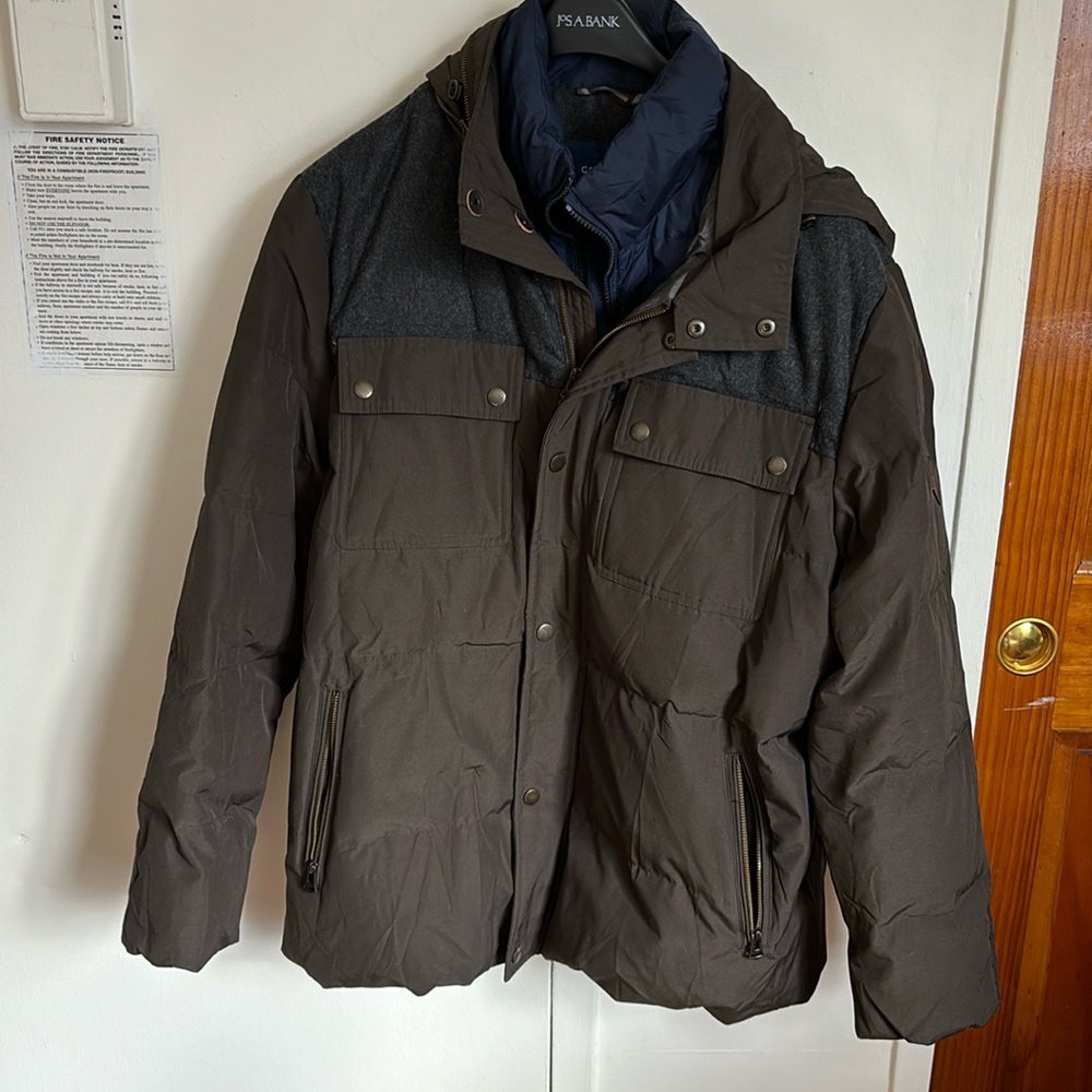 Cole Haan Men’s Puffer Coat with Packable Hood